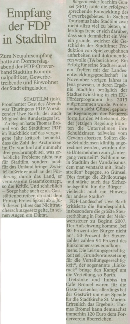 Artikel der Th�ringer Allgemeine vom 05.02.2008