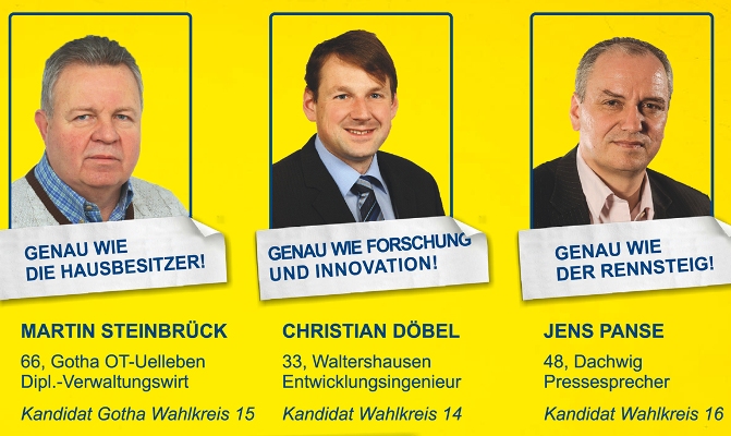 FDP-Kandidaten M. Steinbrück, C. Döbel, J. Panse