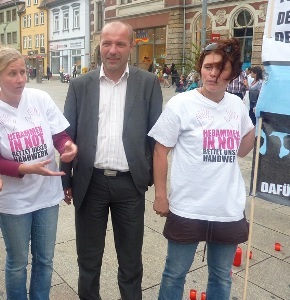 Marian Koppe bei Protest der Thüringer Hebammen