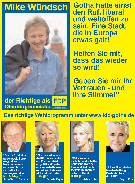 Anzeige für FDP-KIandidaten Mike Wündsch in Gotha
