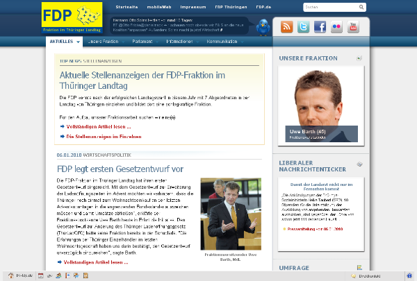 Website der FDP Fraktion im Thringer Landtag